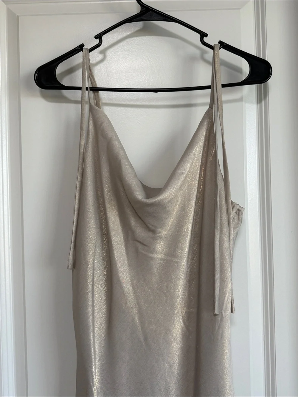 Sincerely Jules Dress Champagne Satin Cowl long Slip Dress Evening
